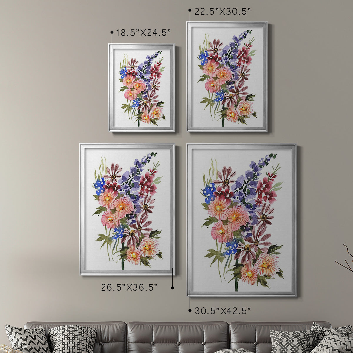 Garden Bouquets III - Modern Framed Canvas Print