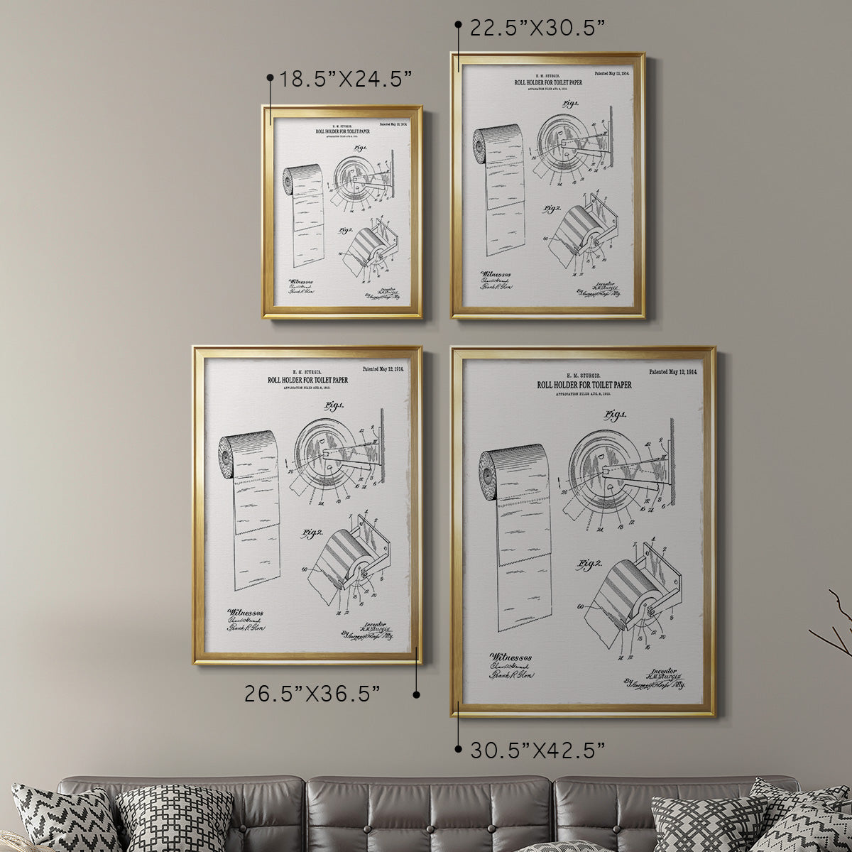 Toilet Paper Patent III - Modern Framed Canvas Print