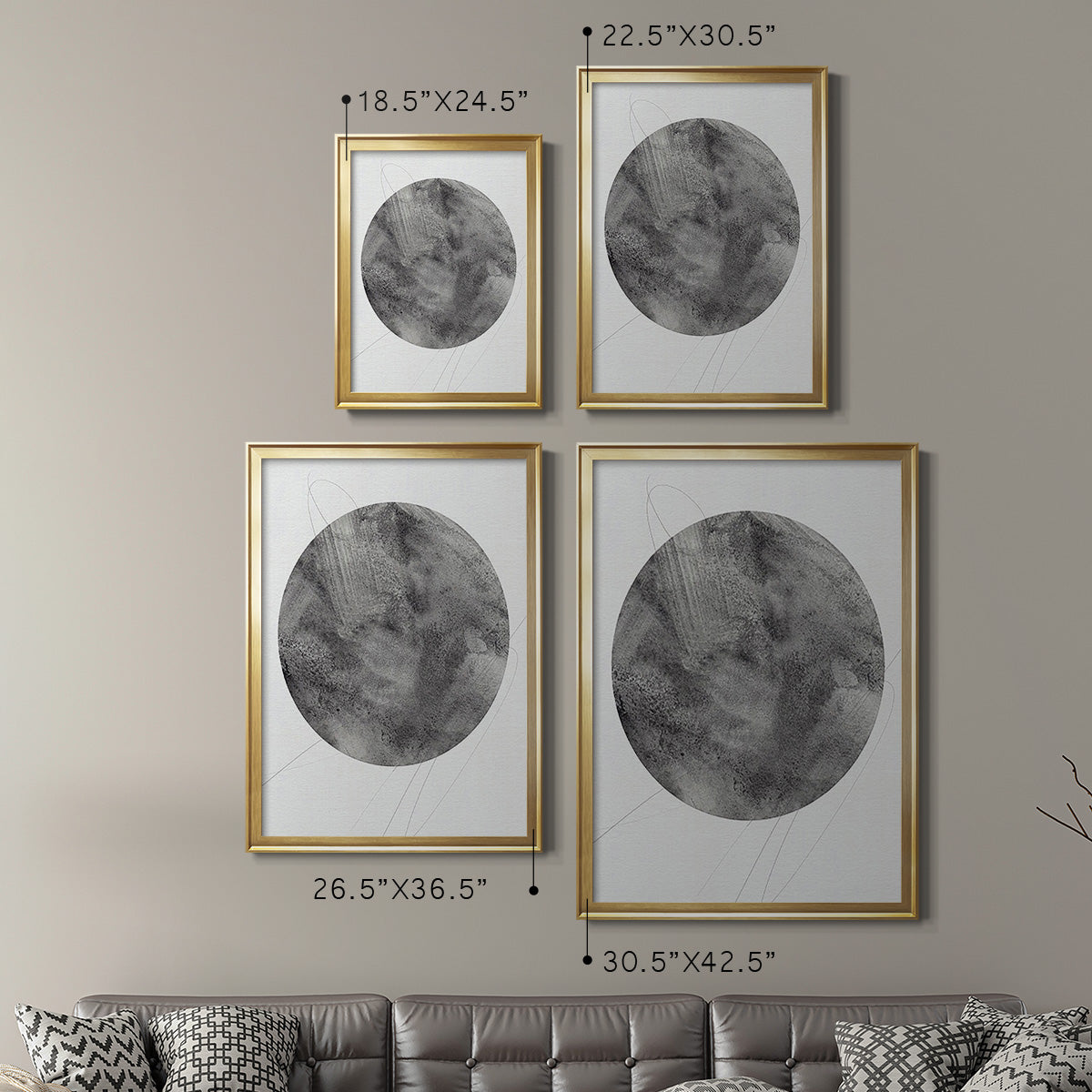 Graphite Moon II - Modern Framed Canvas Print