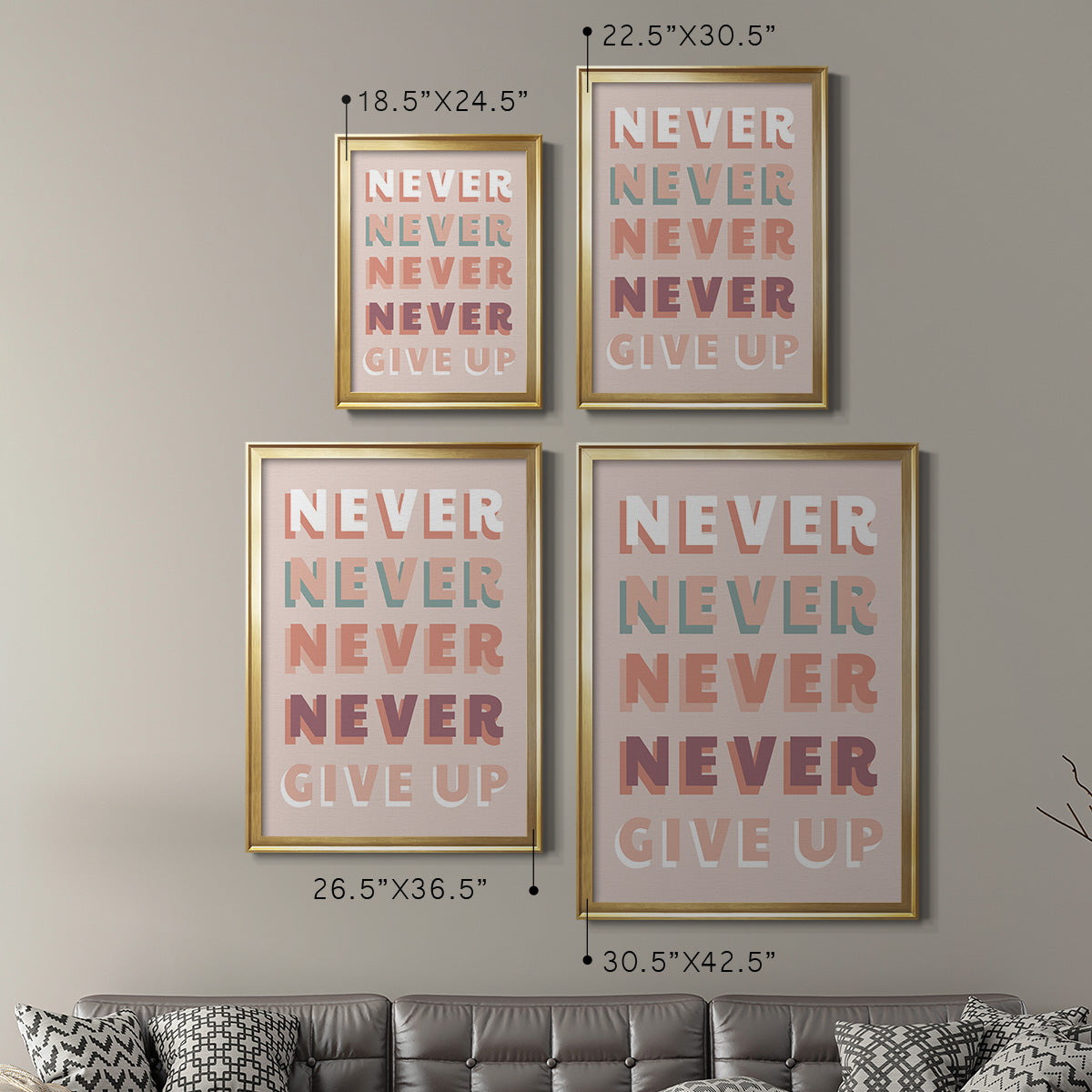 Never Give Up - Modern Framed Canvas Print