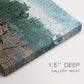 Canvas art print of twisting olive trees set within rolling landscape under vibrant sky, highlighting texture and gallery-wrapped edges