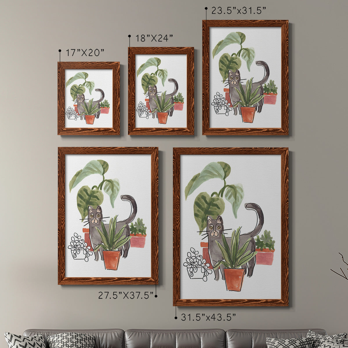 Purrfect Plants I - Premium Framed Canvas 2 Piece Set - Ready to Hang