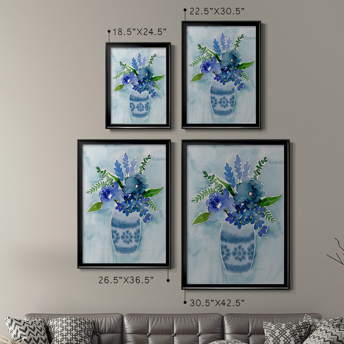 Blue Bouquet II - Modern Framed Canvas Print