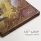 Close-up of a gallery-wrapped canvas corner showing a refined interior portrait with subtle detail, highlighting texture and print detail.