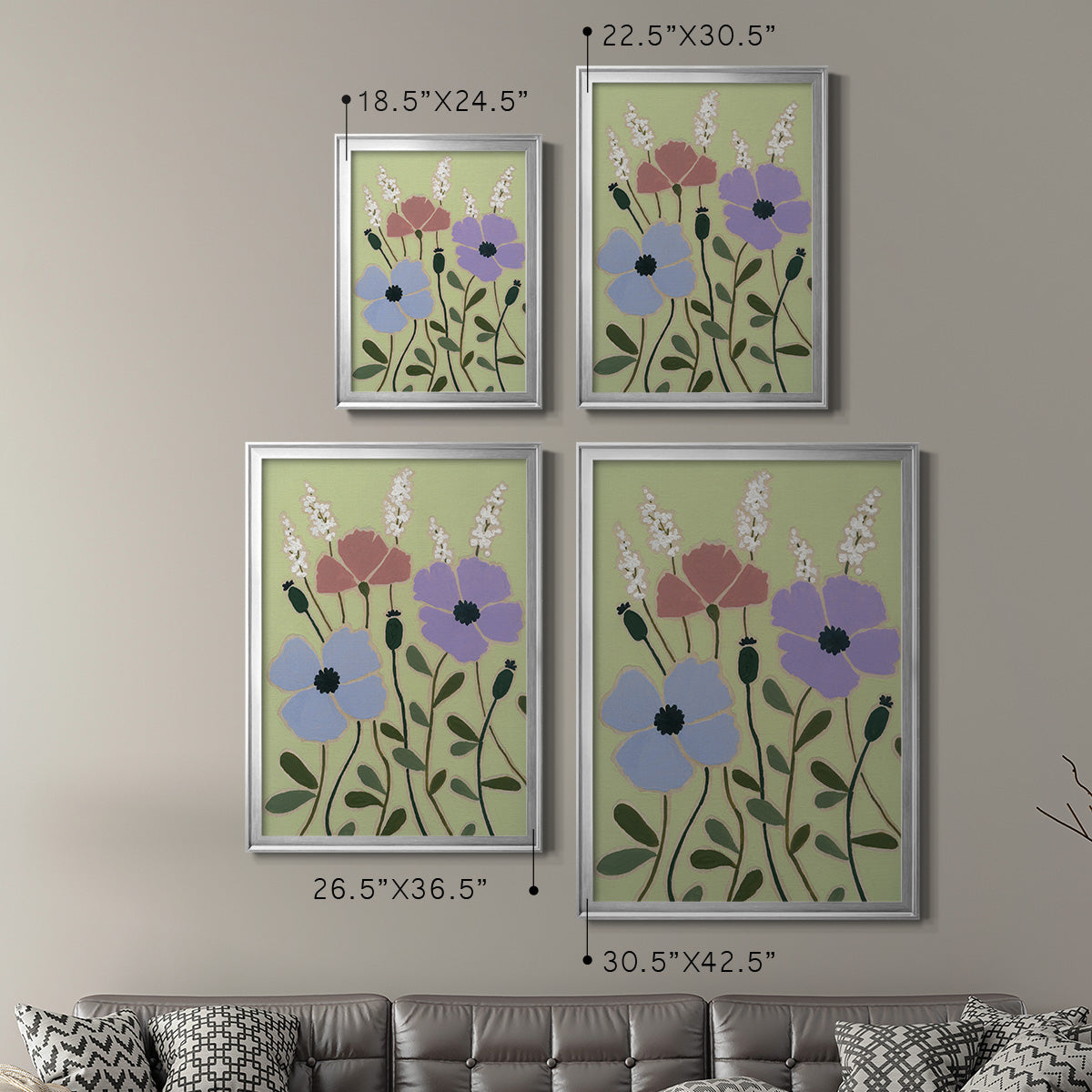 Woodblock Floral III - Modern Framed Canvas Print