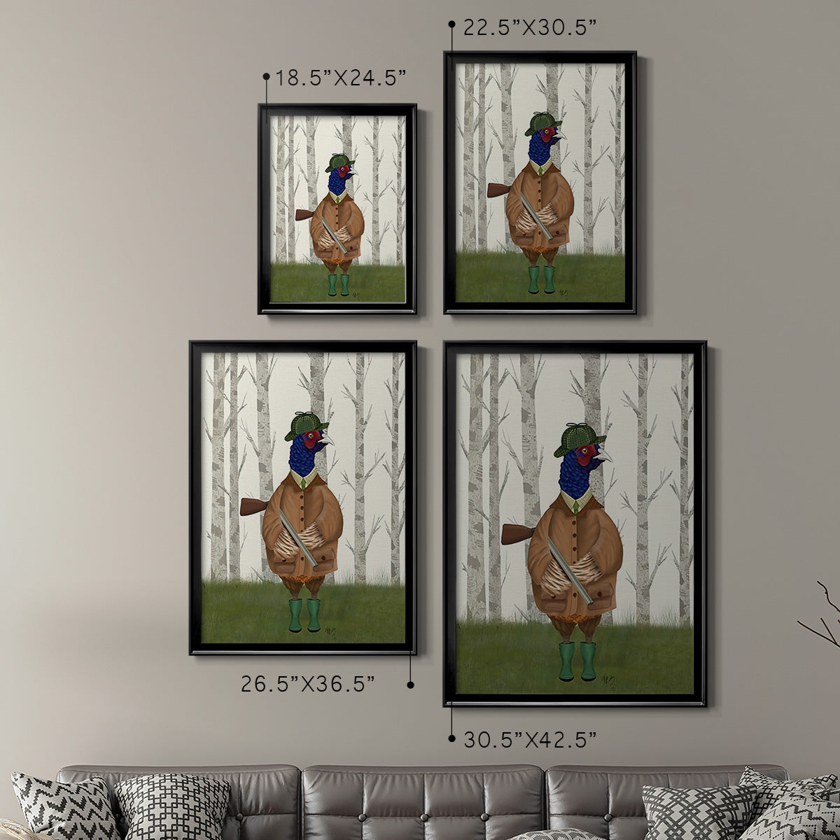 Pheasant Shooting Party 3 - Modern Framed Canvas Print