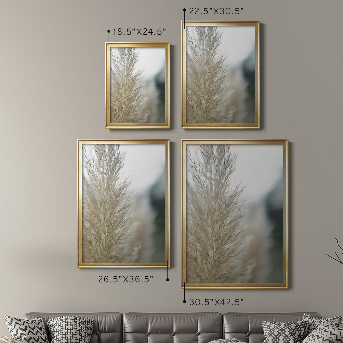 Subtle Grasses IV - Modern Framed Canvas Print