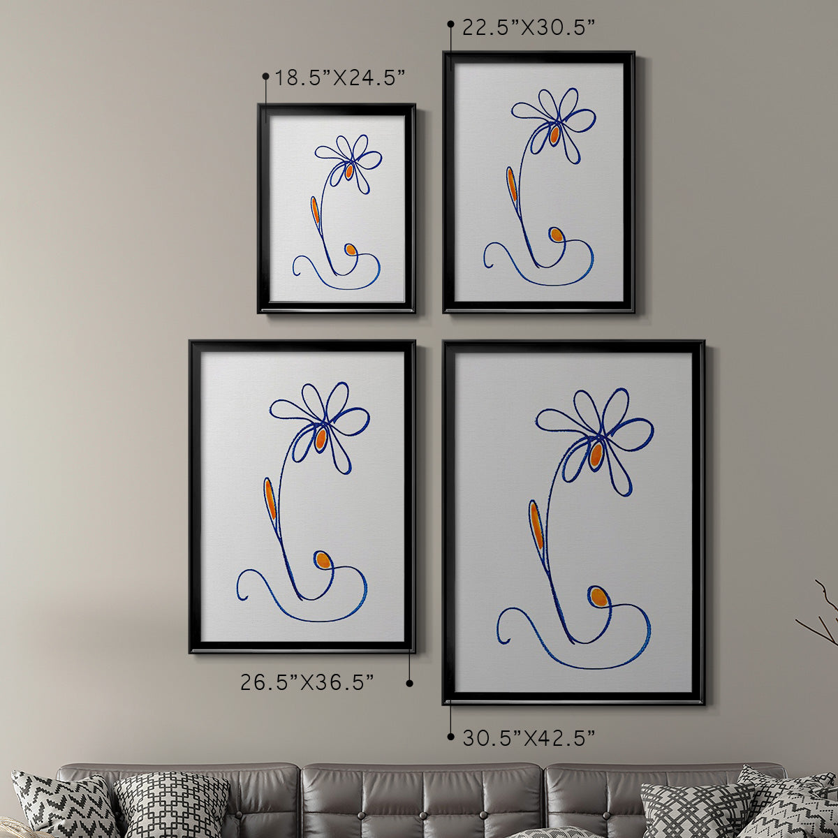 Wobbly Blooms II - Modern Framed Canvas Print