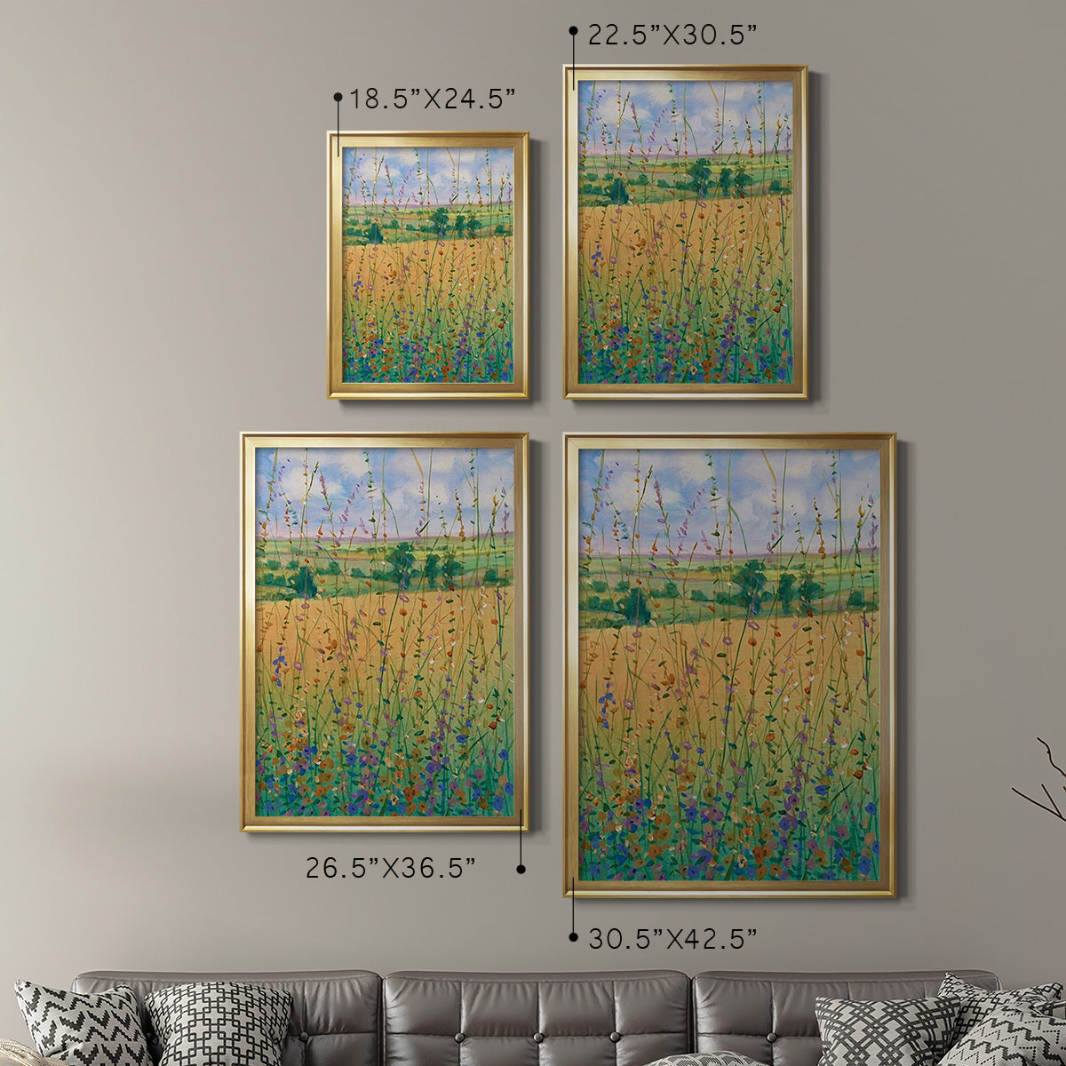 Wildflower Path II - Modern Framed Canvas Print