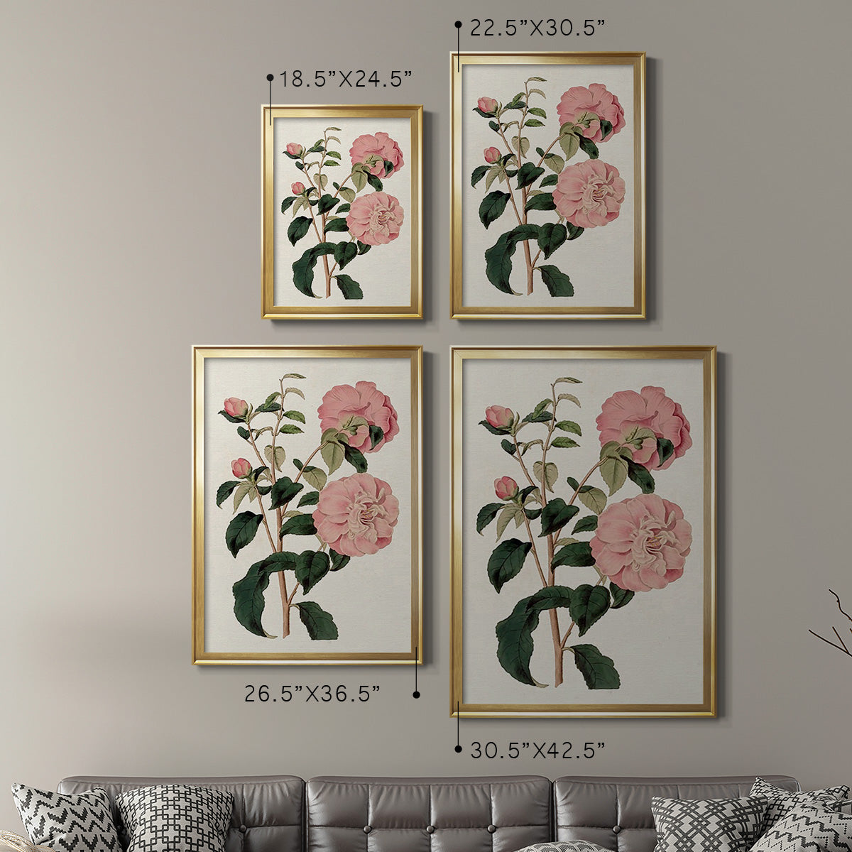 Pink Floral Mix IV - Modern Framed Canvas Print