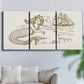 Three-panel canvas wall art featuring whimsical mermaid resting by sea, displayed in a living room above a sofa.