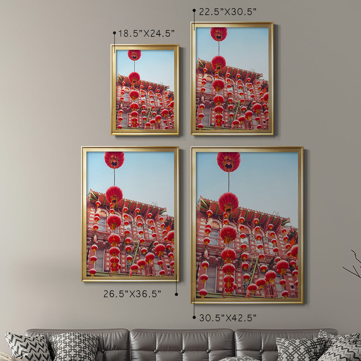 Lovely Lanterns I - Modern Framed Canvas Print