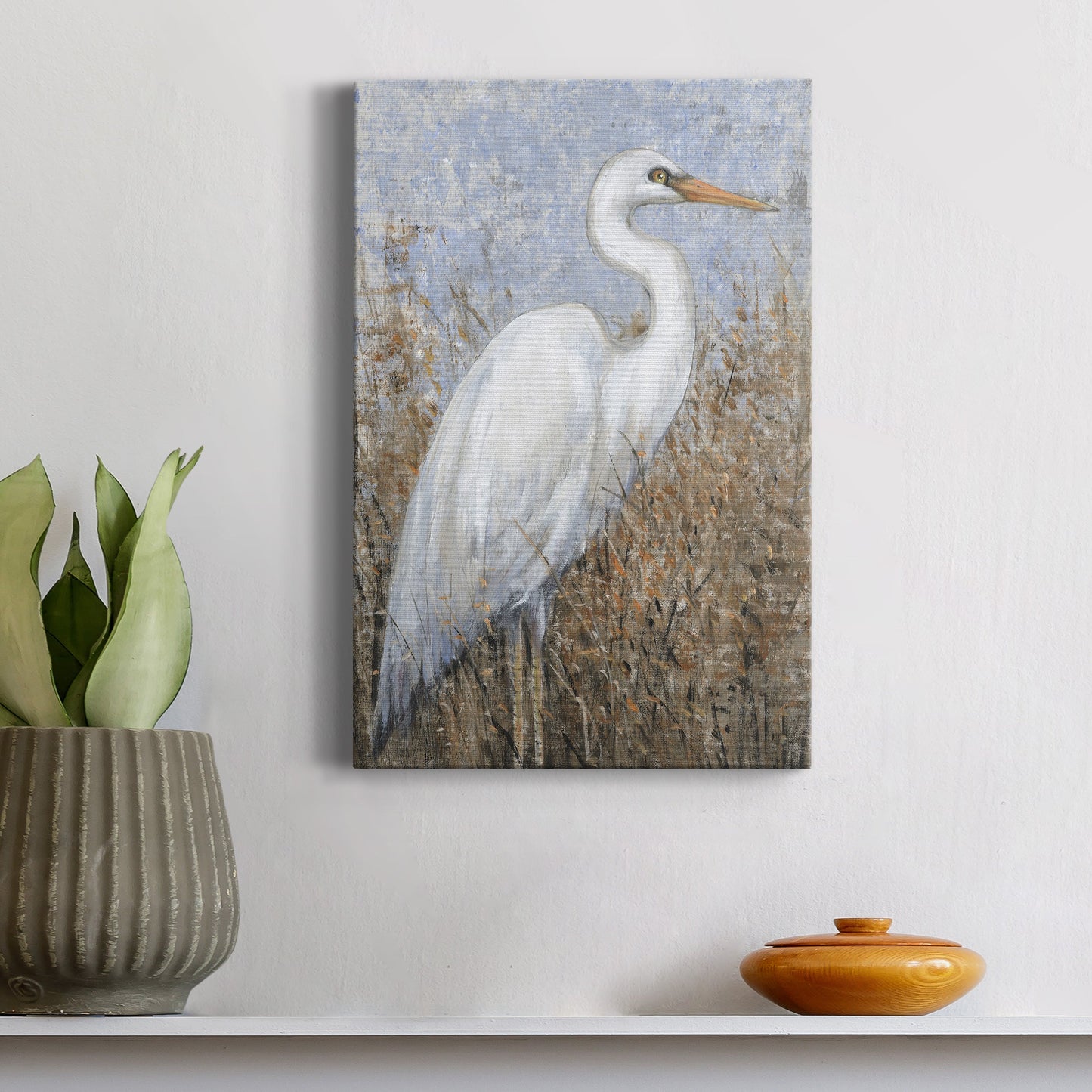 White Heron I Premium Gallery Wrapped Canvas - Ready to Hang