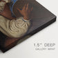 Close-up of a gallery-wrapped canvas corner showing a classic image with balanced color, highlighting texture and print detail.