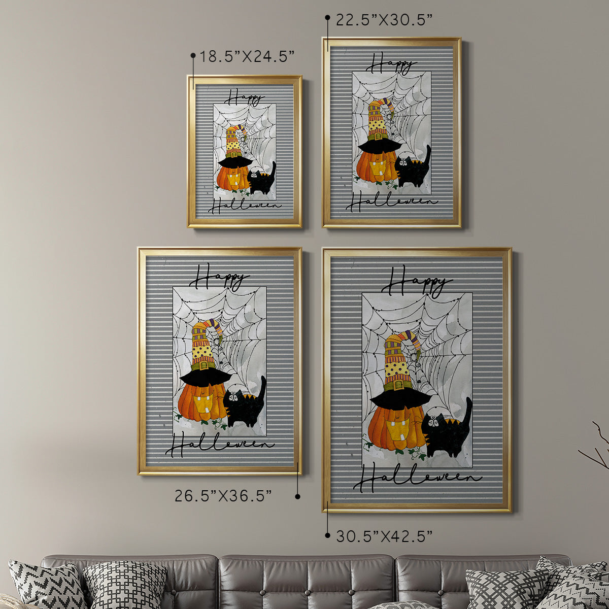 Happy Halloween Pumpkin - Modern Framed Canvas Print
