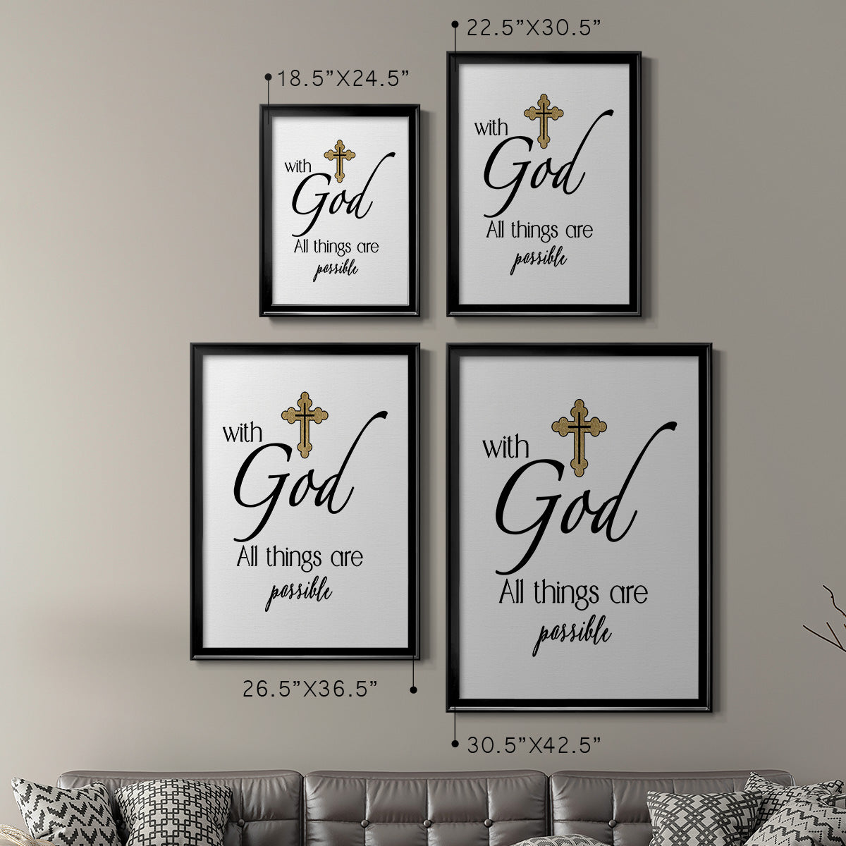 All Things Possible Gold - Modern Framed Canvas Print