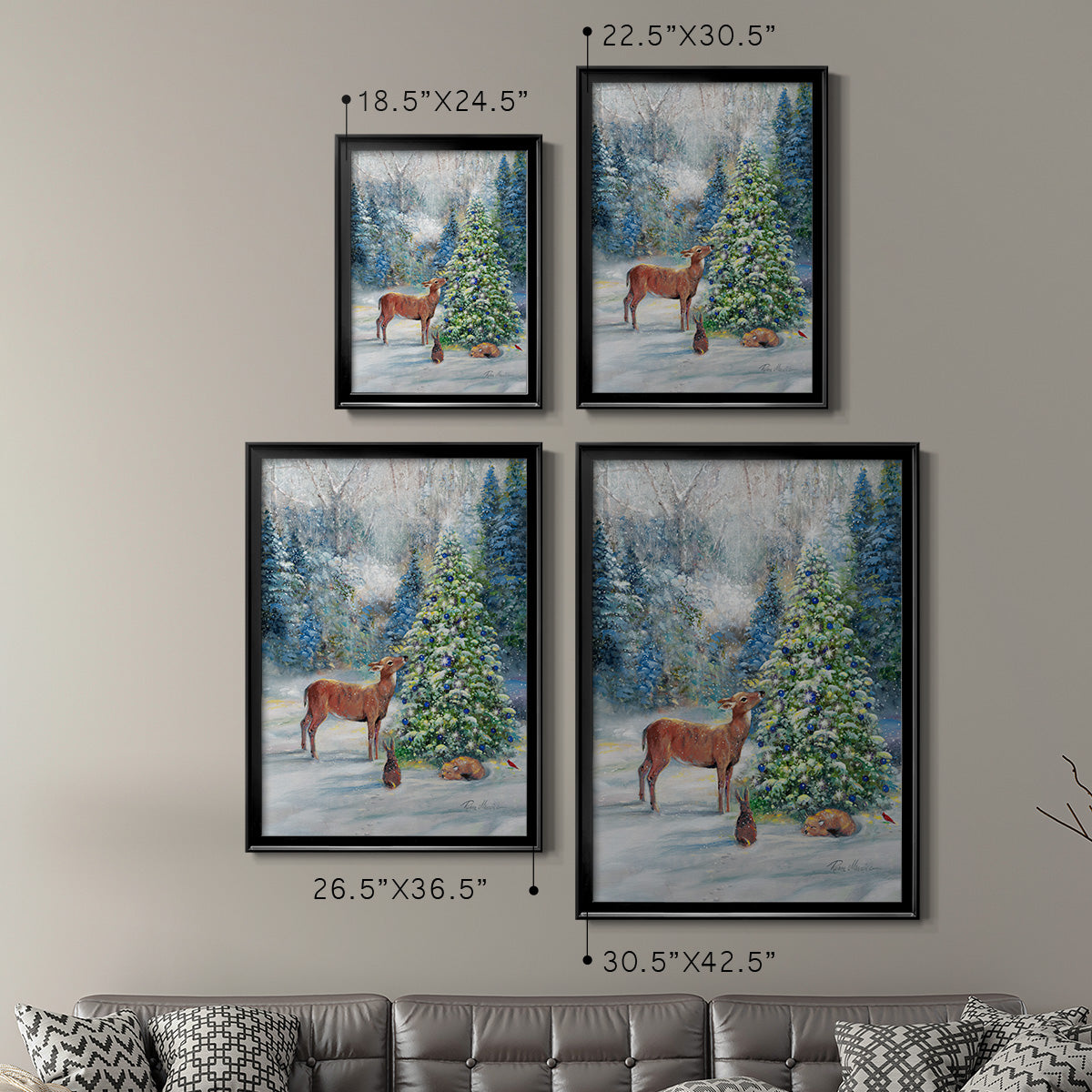 Winter Gathering - Modern Framed Canvas Print