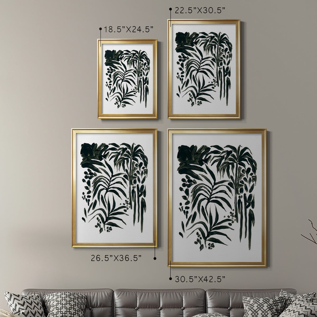 Ink Jungle I - Modern Framed Canvas Print