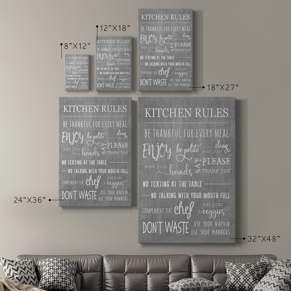 Neutral Kitchen Rules Premium Gallery Wrapped Canvas - Ready to Hang