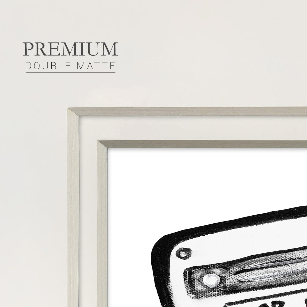 Cassette Sketch Premium Framed Print Double Matboard