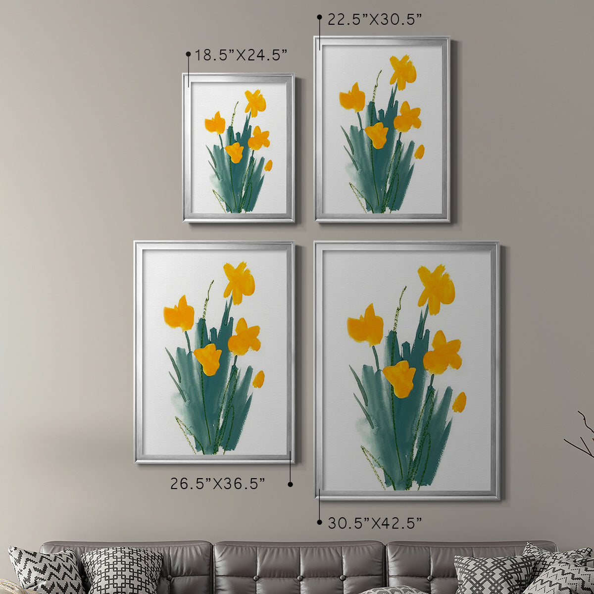 Daffodil Bunch II - Modern Framed Canvas Print