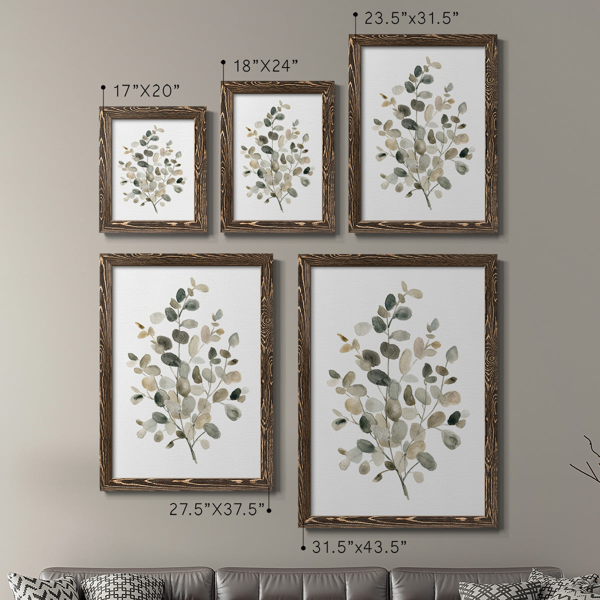 Neutral Eucalyptus I - Premium Framed Canvas 2 Piece Set - Ready to Hang