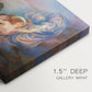 Canvas art print of a reclining female figure beneath glowing sky at twilight with soft colors, highlighting texture and gallery-wrapped edges