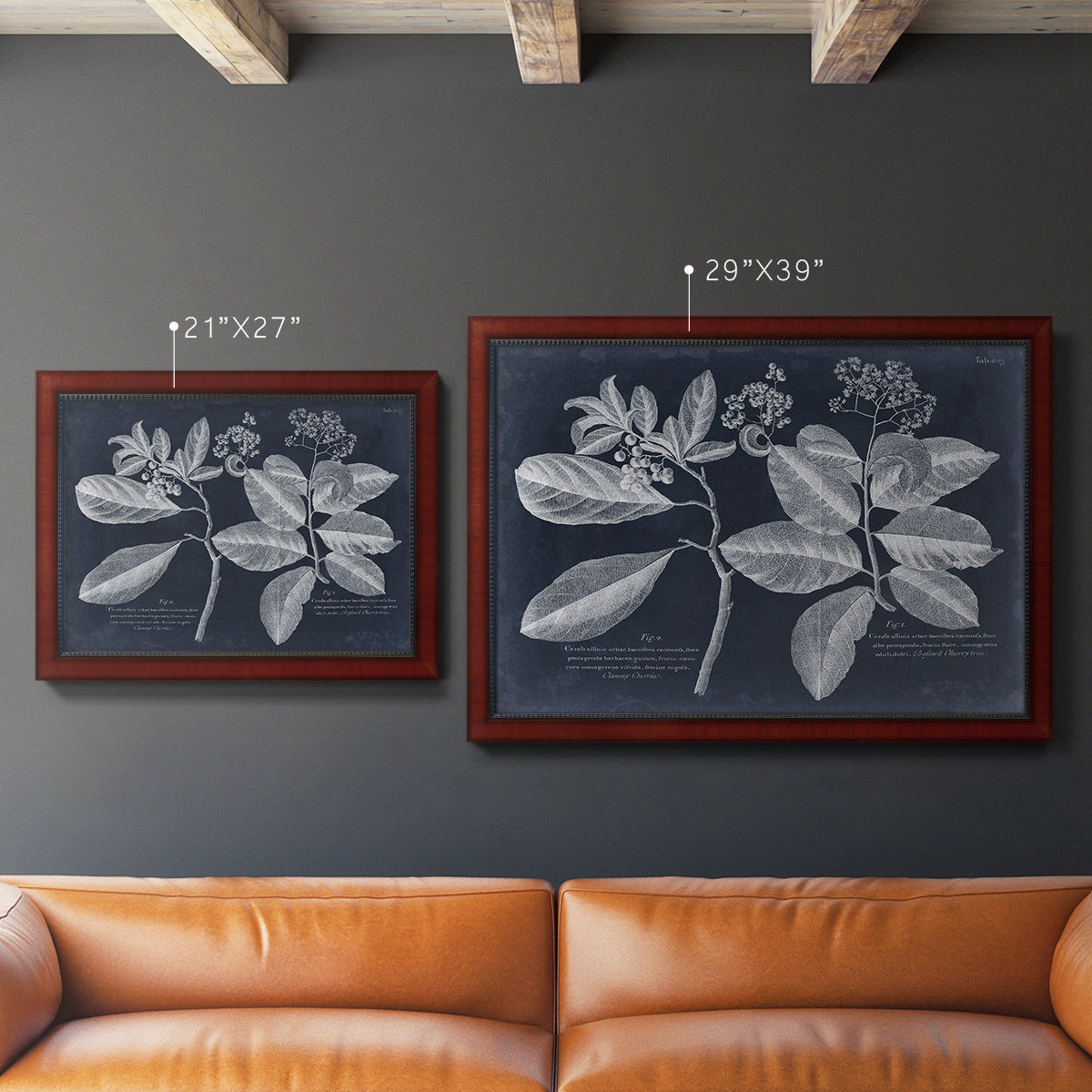 Foliage on Navy IV Premium Framed Canvas- Ready to Hang