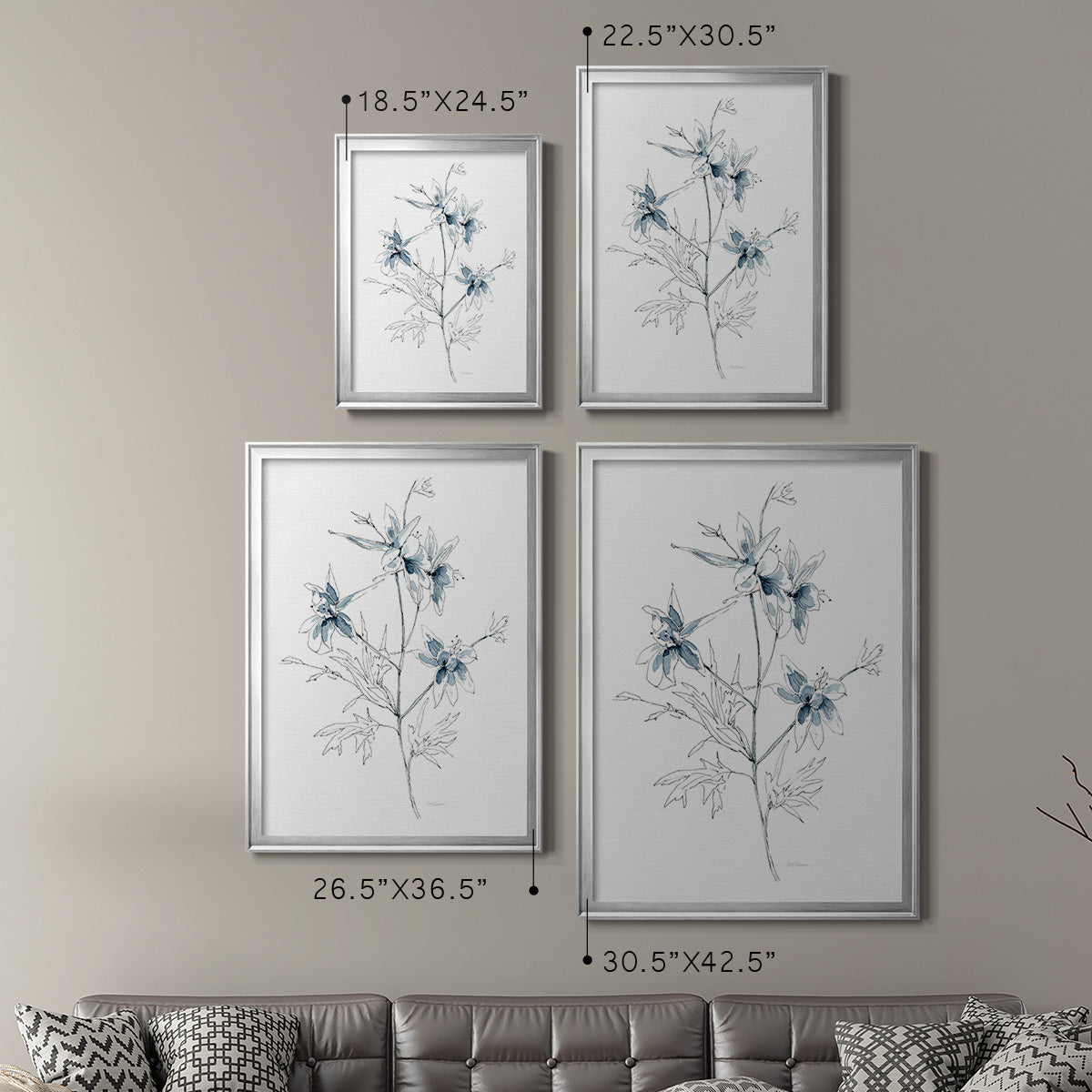 Indigo Sketch II - Modern Framed Canvas Print