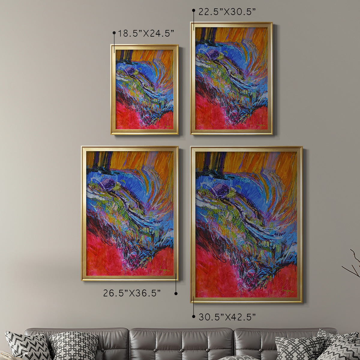 Vibrant Flow II - Modern Framed Canvas Print