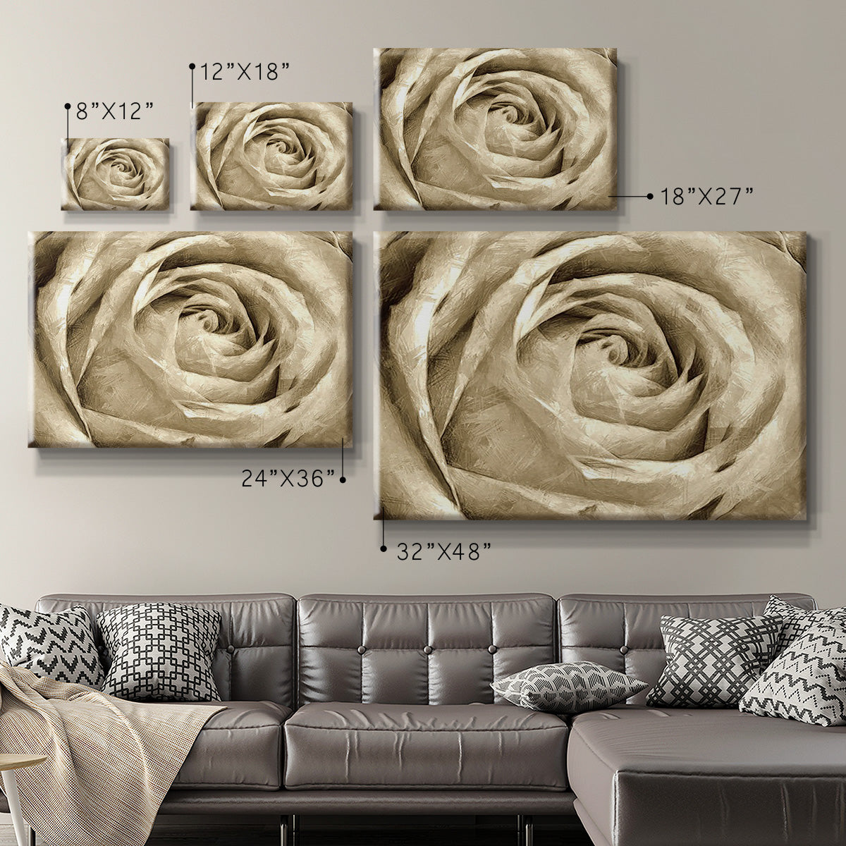 Neutral Wall Flower IV - Canvas Art Print