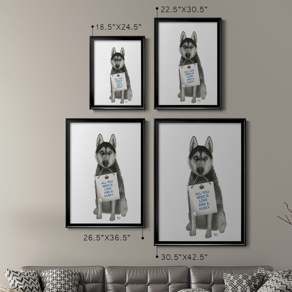 Love and Husky - Modern Framed Canvas Print