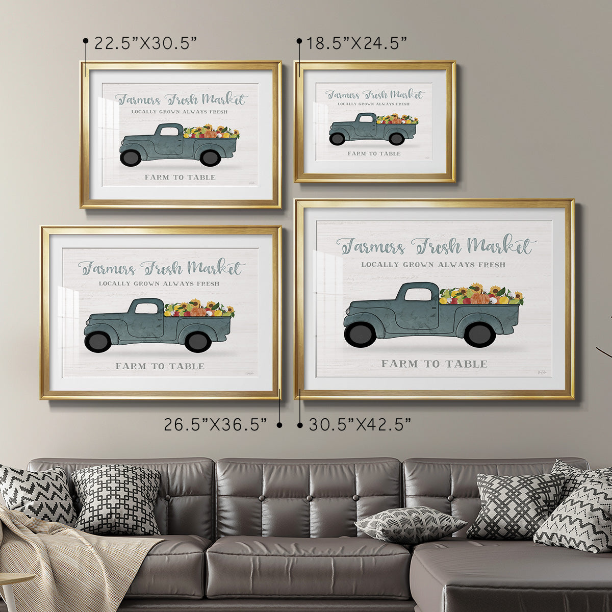Fresh Sunflowers Truck - Modern Framed Art Print