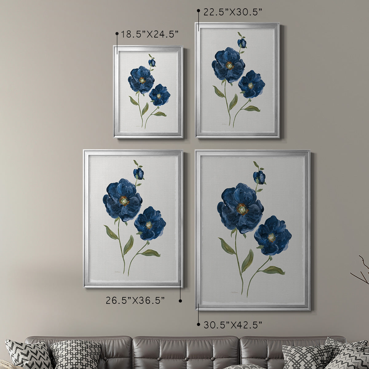 Blue Poppies - Modern Framed Canvas Print