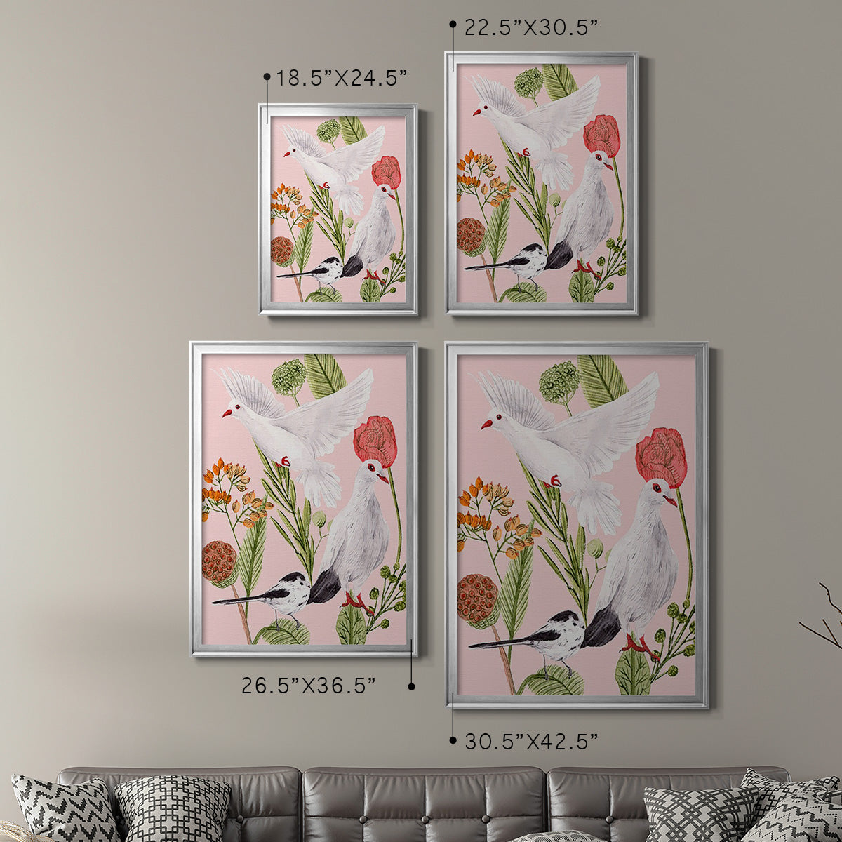 Birds in Motion I - Modern Framed Canvas Print