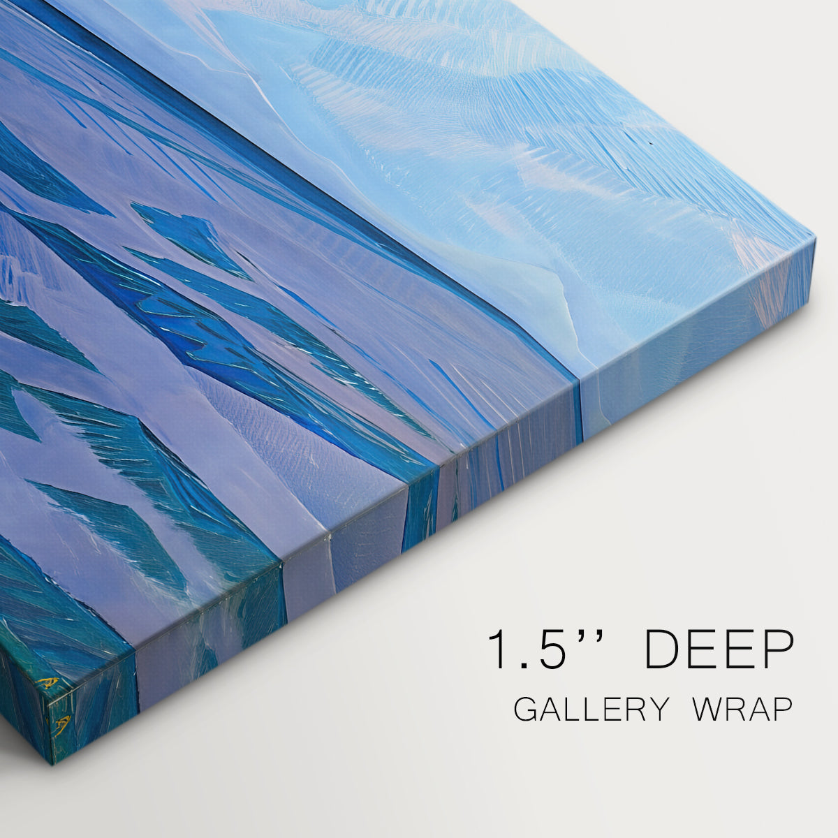 Canvas art print of coastal dunes and water in horizontal color bands, highlighting texture and gallery-wrapped edges