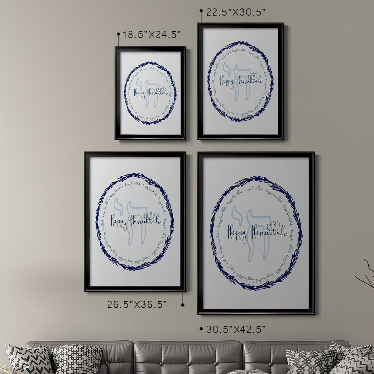 Hanukkah Go Round - Modern Framed Canvas Print