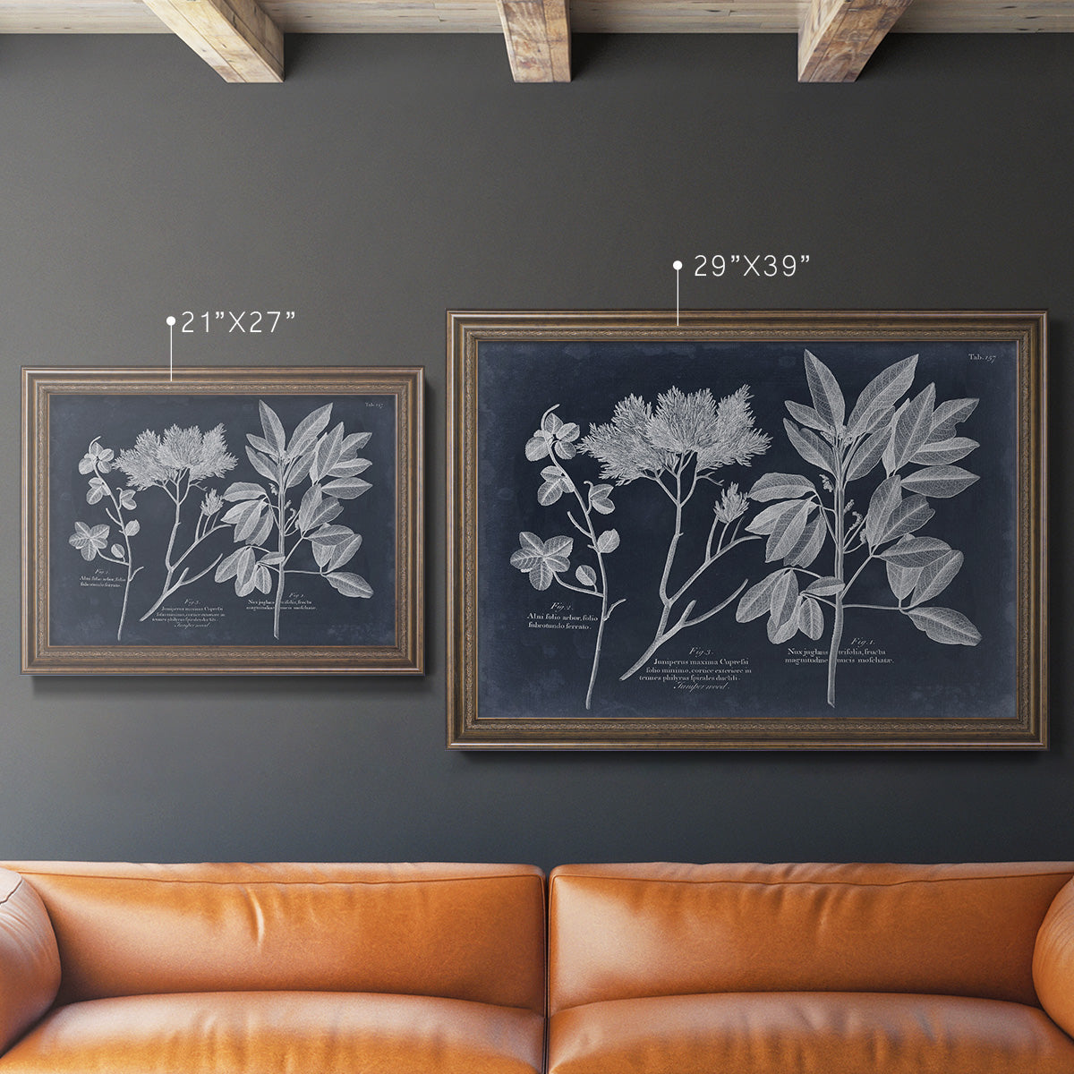 Foliage on Navy VI Premium Framed Canvas- Ready to Hang