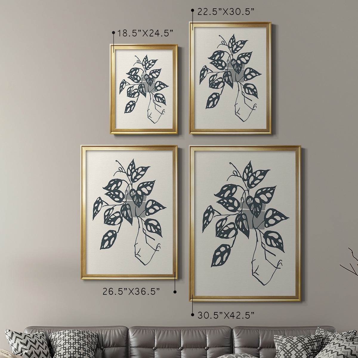 Growing Leaves III - Modern Framed Canvas Print