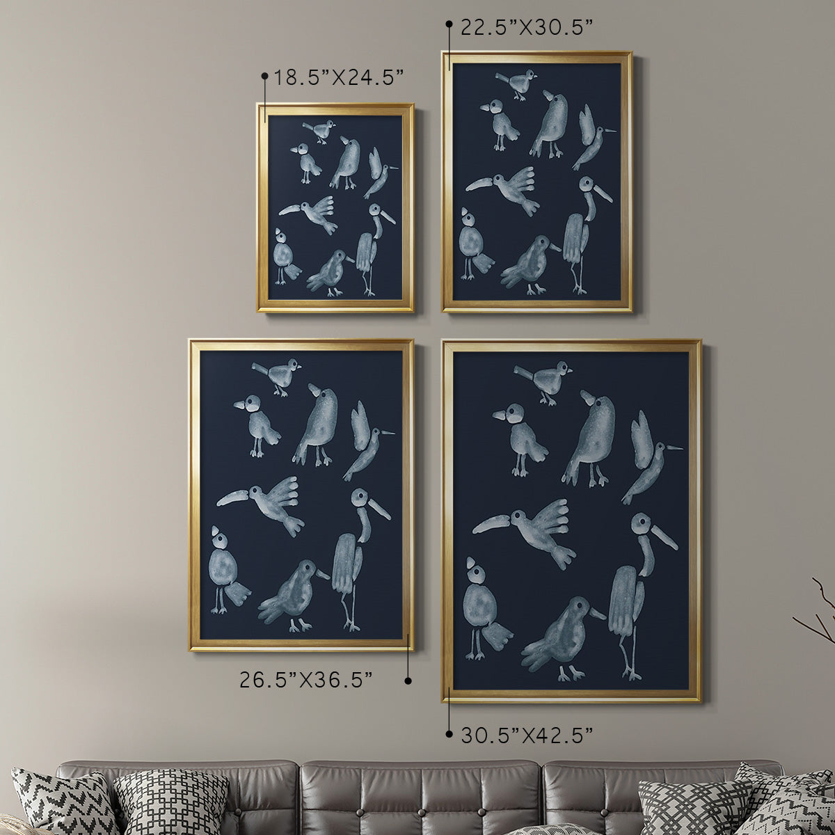 Flock II - Modern Framed Canvas Print