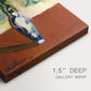 Close-up of a gallery-wrapped canvas corner showing a stylized still life with expressive color and texture, highlighting texture and print detail.