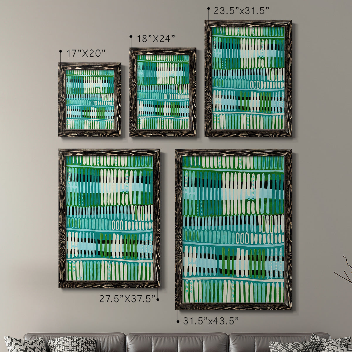 Teal Pattern I - Premium Framed Canvas 2 Piece Set - Ready to Hang