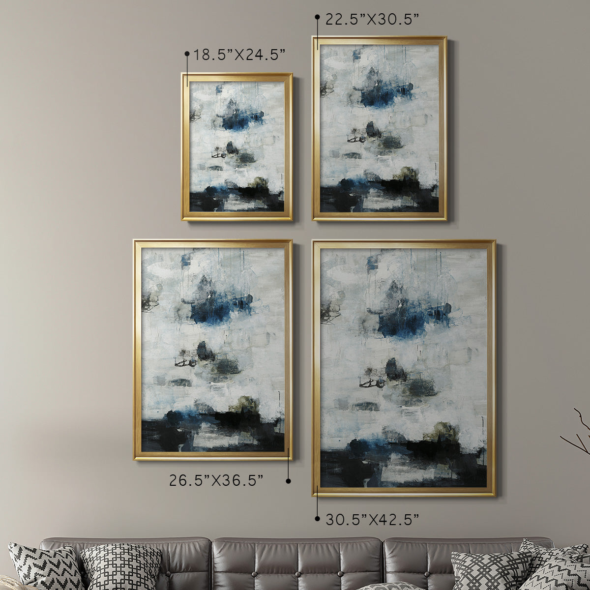 Black & Blue - Modern Framed Canvas Print