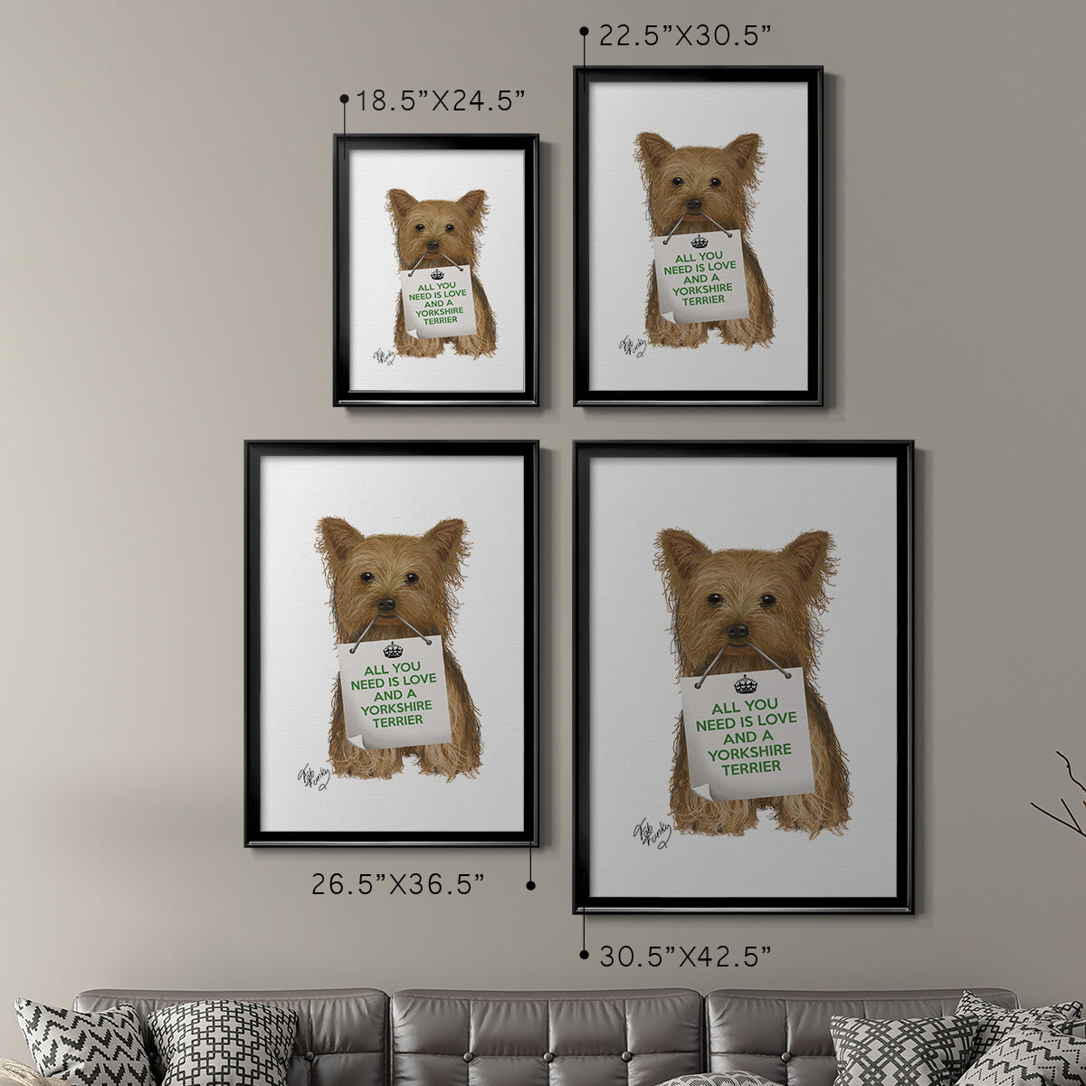 Love and Yorkshire Terrier - Modern Framed Canvas Print