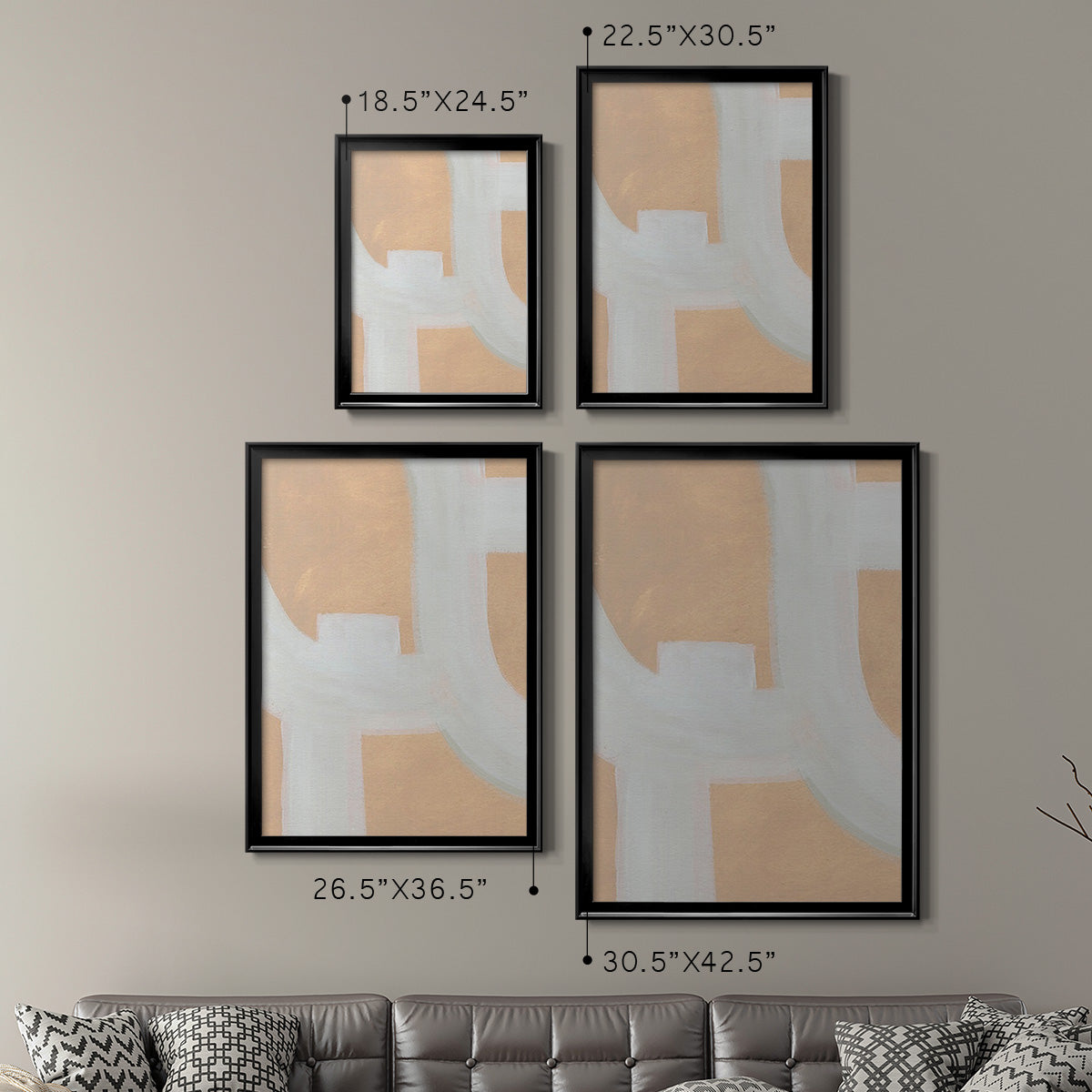 Neutral Winding Paths II - Modern Framed Canvas Print