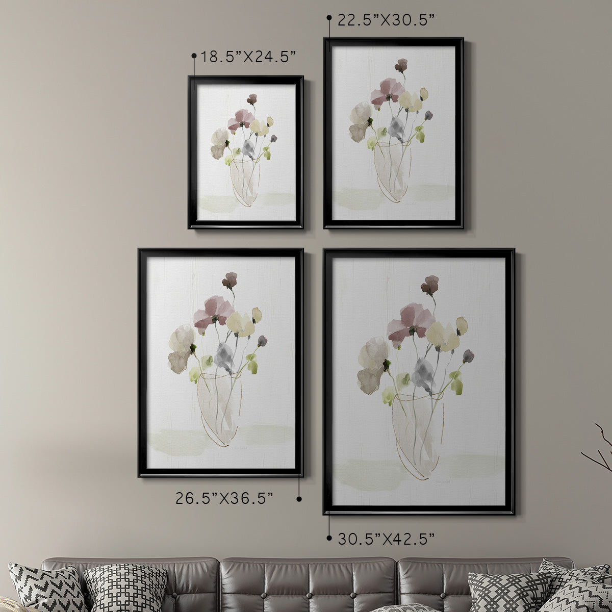 Choose Happy Bouquet I - Modern Framed Canvas Print