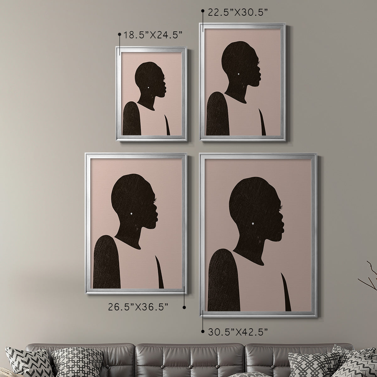 Pink Silhouette II - Modern Framed Canvas Print