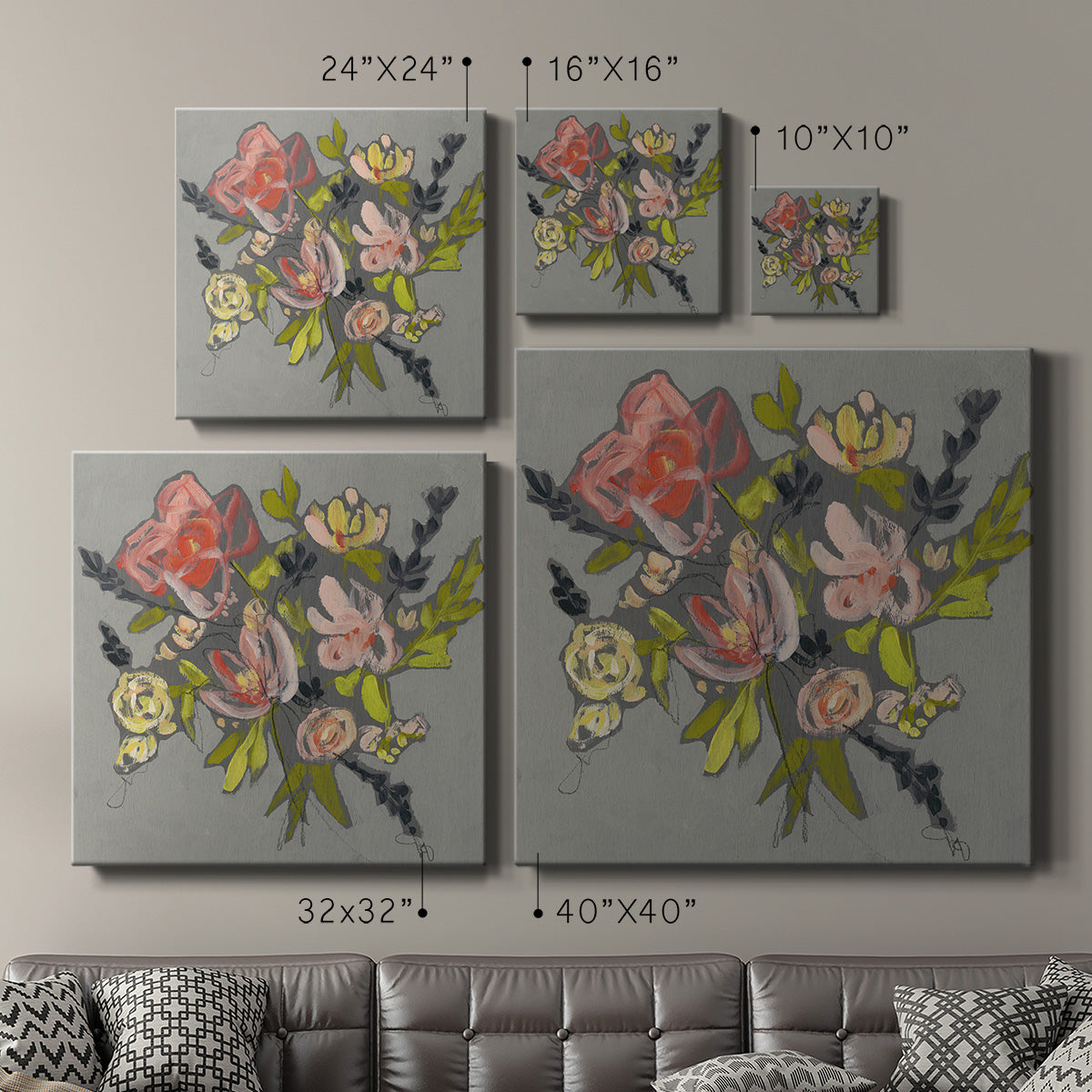 Blush & Paynes Bouquet I - Canvas Art Print