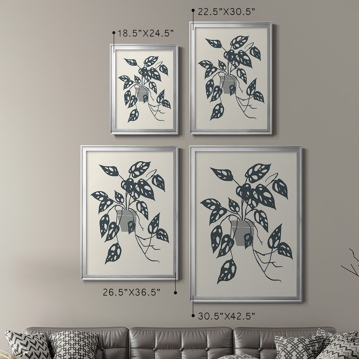 Growing Leaves I - Modern Framed Canvas Print