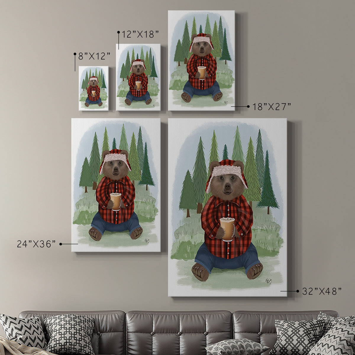 Lumberjack Bear Latte - Canvas Art Print